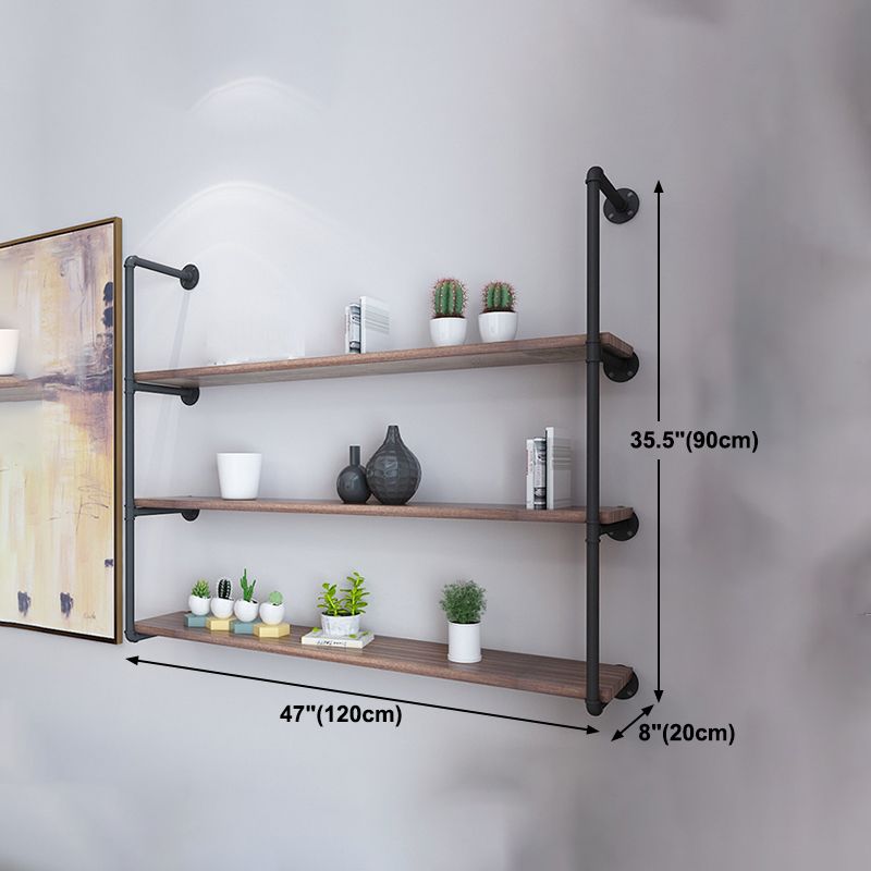 Wall Mounted Bookshelf Industrial Style Solid Wood Bookcase for Home Office