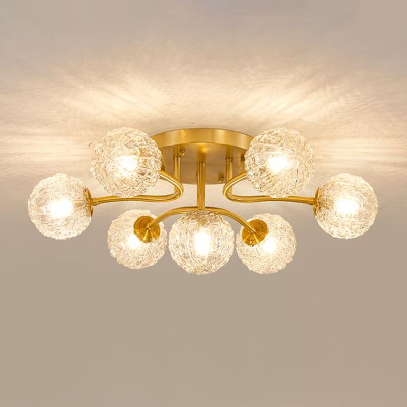 Ball Shape Glass Flush Light Modern Style Multi Lights Flush Mount Fixture