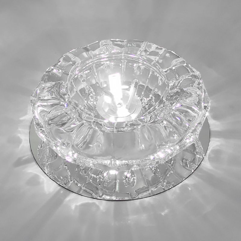 Round Shape Ceiling Lamp Modern Stainless Steel Flush Mount with Hole 2-3.5'' Dia for Hall