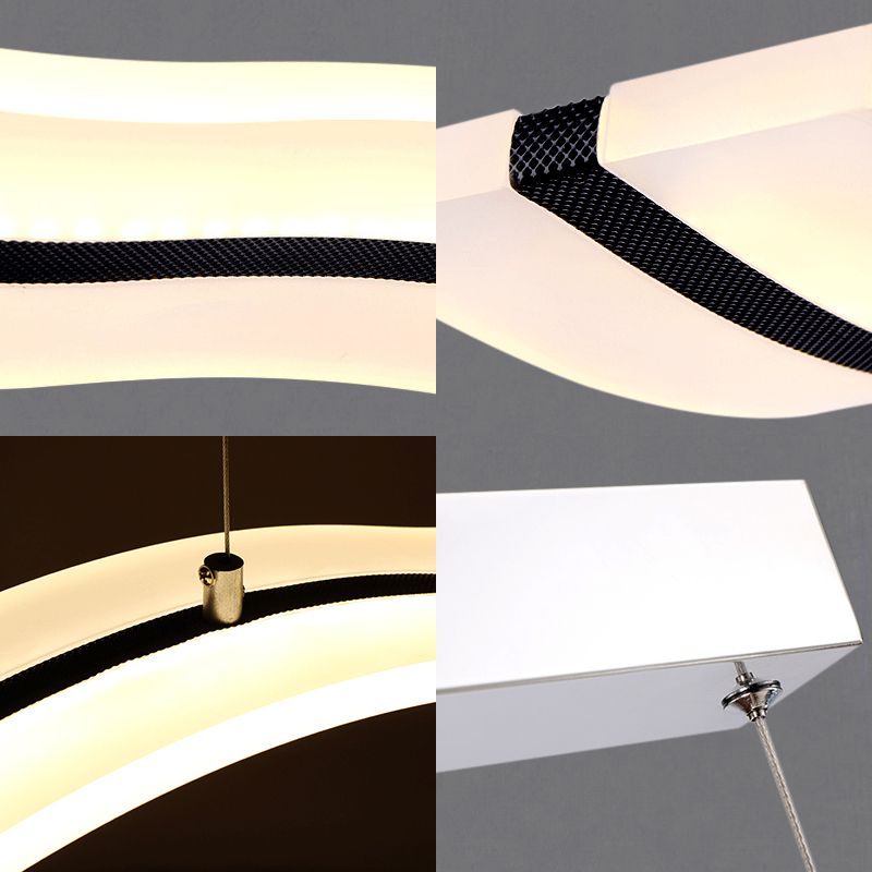 Stainless-Steel LED Island Light in Modern Simplicity Acrylic Linear Hanging Lamp for Dining Room