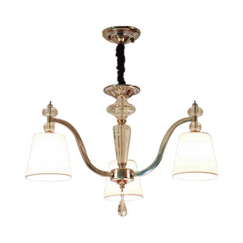 Chrome Curved Arm Chandelier Lighting Modern 3/6/8 Lights White Glass Hanging Lamp Fixture