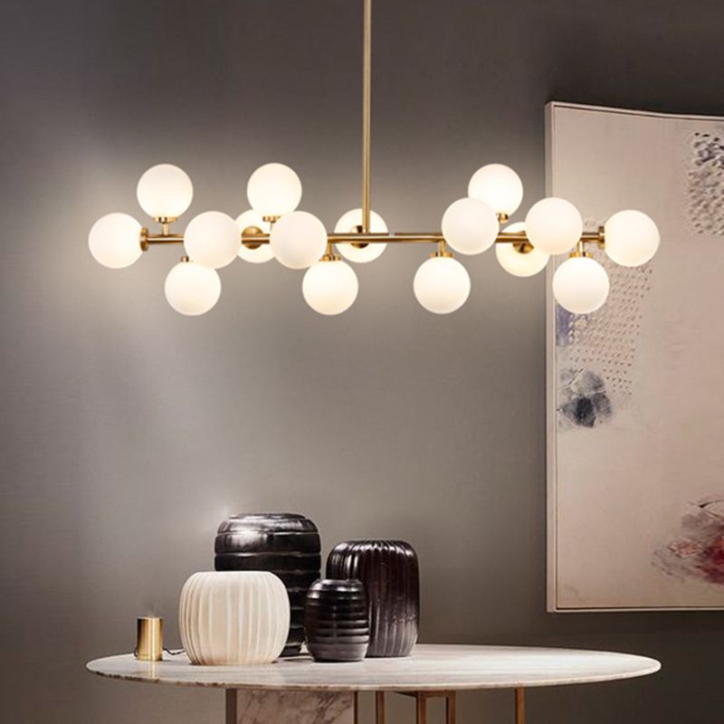 Contemporary Simple Island Light 16-Bulbs Globe Shade Pendant Lights for Dining Room