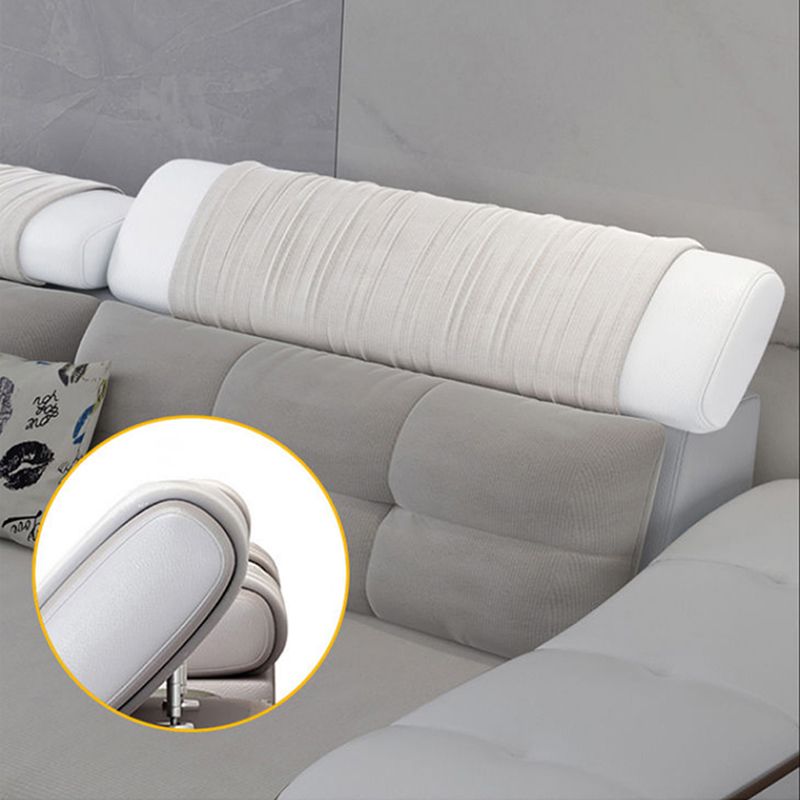 33.46"High Fabric Sloped Arms Sectional Sofa with 2 Cup Holders,White