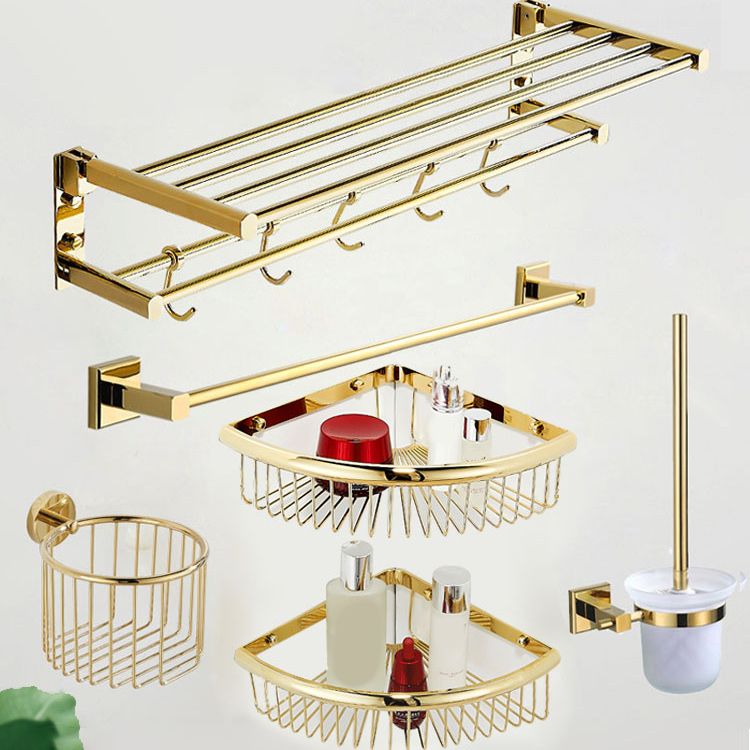 Traditional Brass Bathroom Accessory Set Polished Metal Bathroom Hardware
