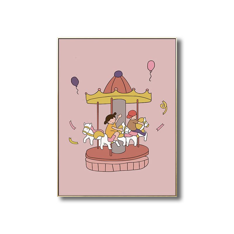 Family Moments Drawing Wall Art Pastel Canvas Print Wall Decor, Textured Surface