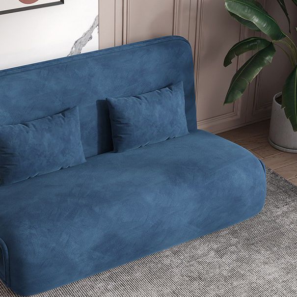 Velvet Sleeper Sofa 25.59" Wide Blue Foldable Armless Sofa Bed