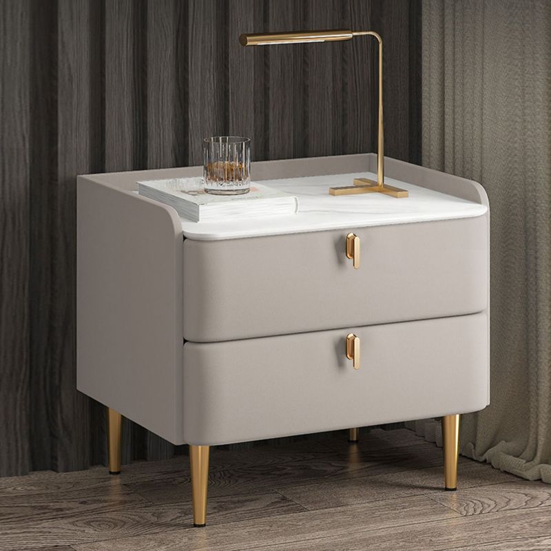 20" Tall 2-Drawer Solid Wood Nightstand Glam Night Table with 4 Legs