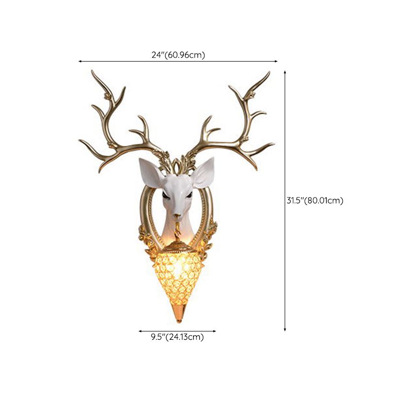 Creative Deer Wall Lighting Fixture Contemporary Crystal Wall Mount Light