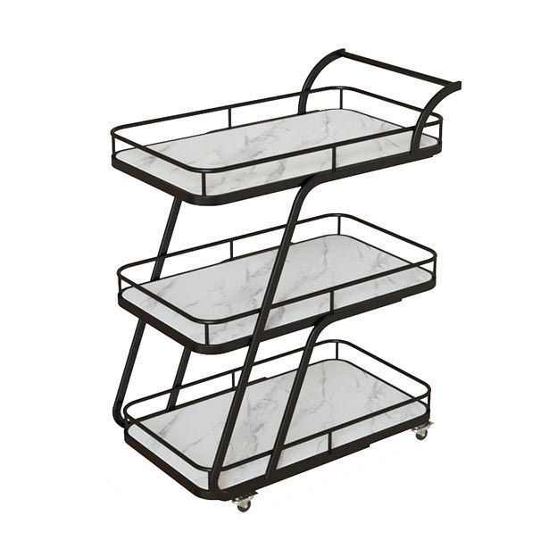 Contemporary 35.43"H Rolling Prep Table Metal Prep Table for Dining Room