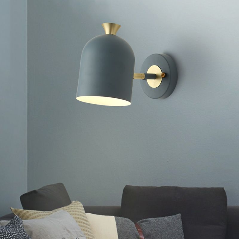 Cloche -vormige metalen wand SCONCE verlichting Macaron 1 bol Verstelbare wandlamp van de wand voor slaapkamer