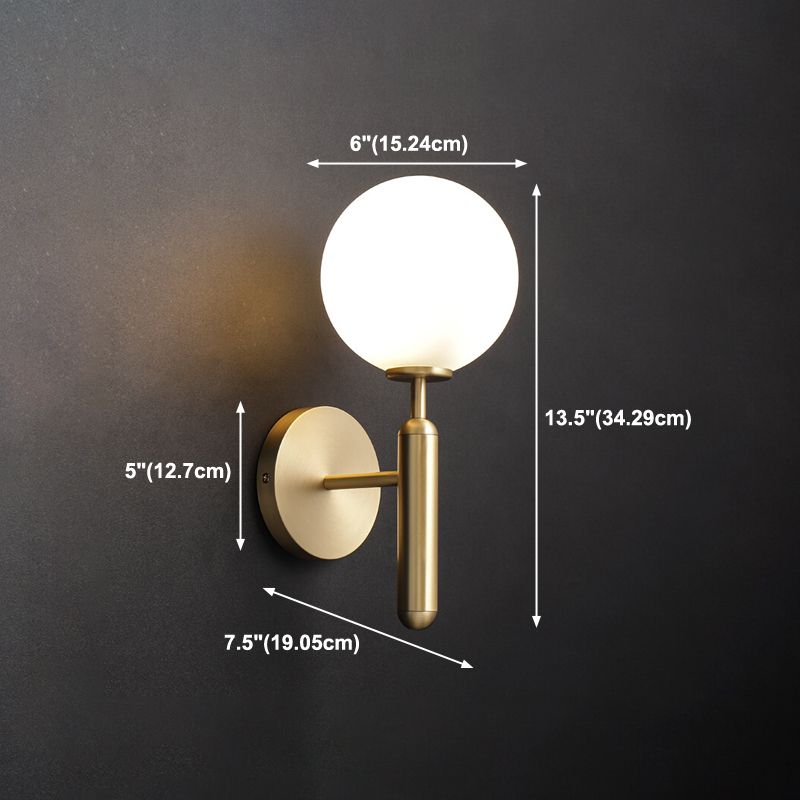 1 Light Ball Wall Lighting Fixtures Modern Style Glass Wall Mounted Lamps