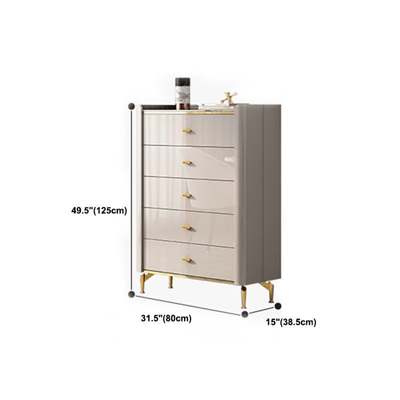 Stone Glam Chest Bedroom Storage Chest in White with Drawers