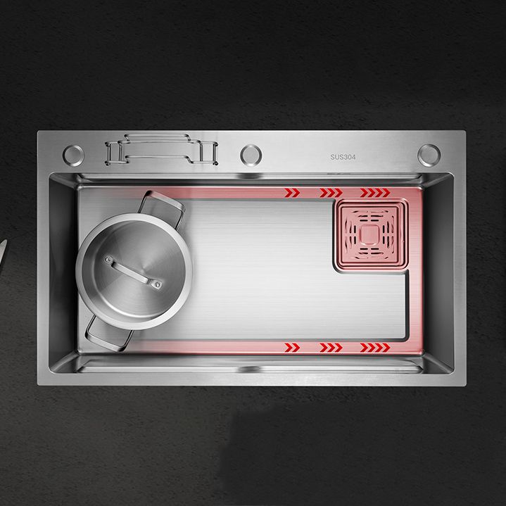 Modern Kitchen Sink Single Bowl Overflow Hole Stainless Steel Workstation Sink with Faucet