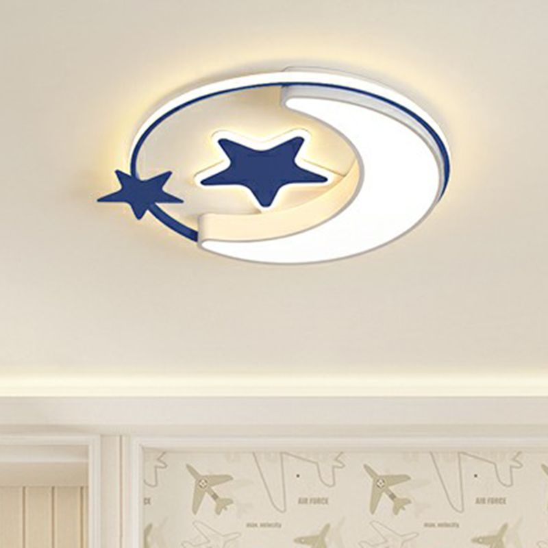 Lampada da soffitto per bambini Crescent e Star Lampada da letto in metallo con anello