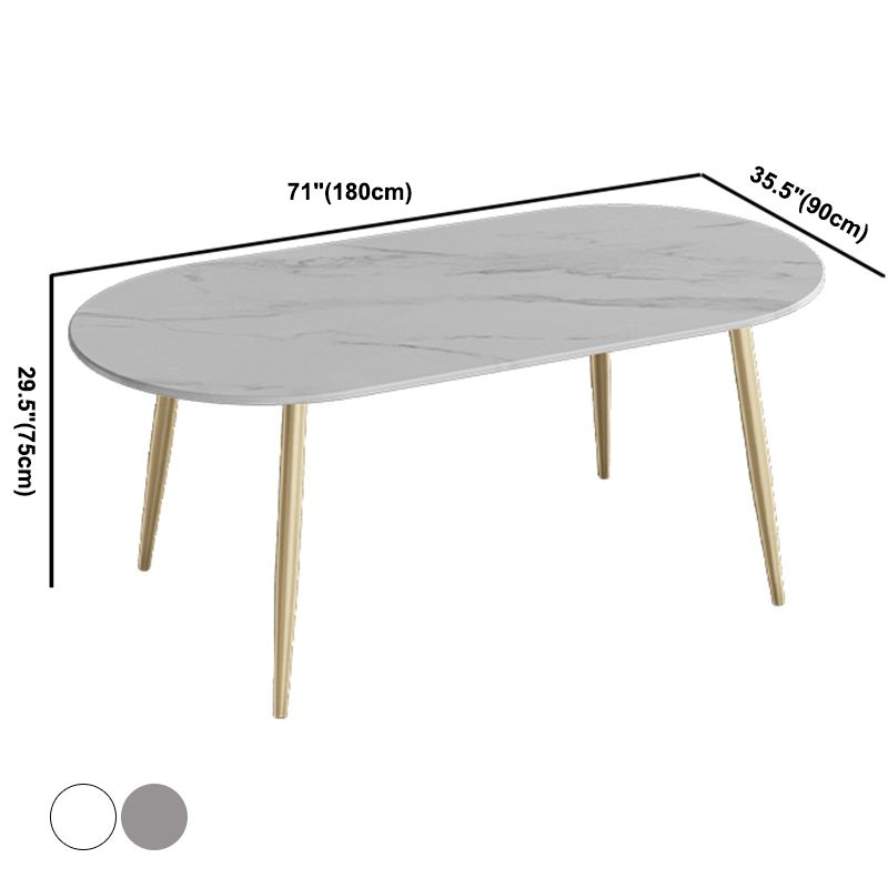 Contemporary Oval Dining Table Sintered Stone Dining Table with 4 Metal Legs for Dining Room