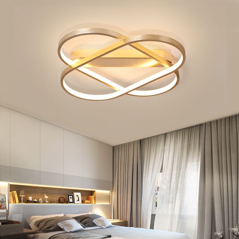 Ovaal lineaire flush plafond licht hedendaagse metaal goud geïntegreerde LED slaapkamer plafond profiel in warm/wit, 19,5 "/23.5" breed