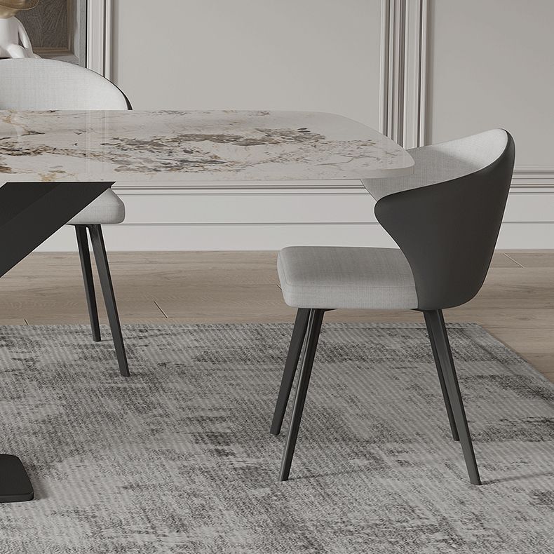 Sintered Stone Top Esstisch Rechtecktisch mit metallschwarzer Sockelbasis