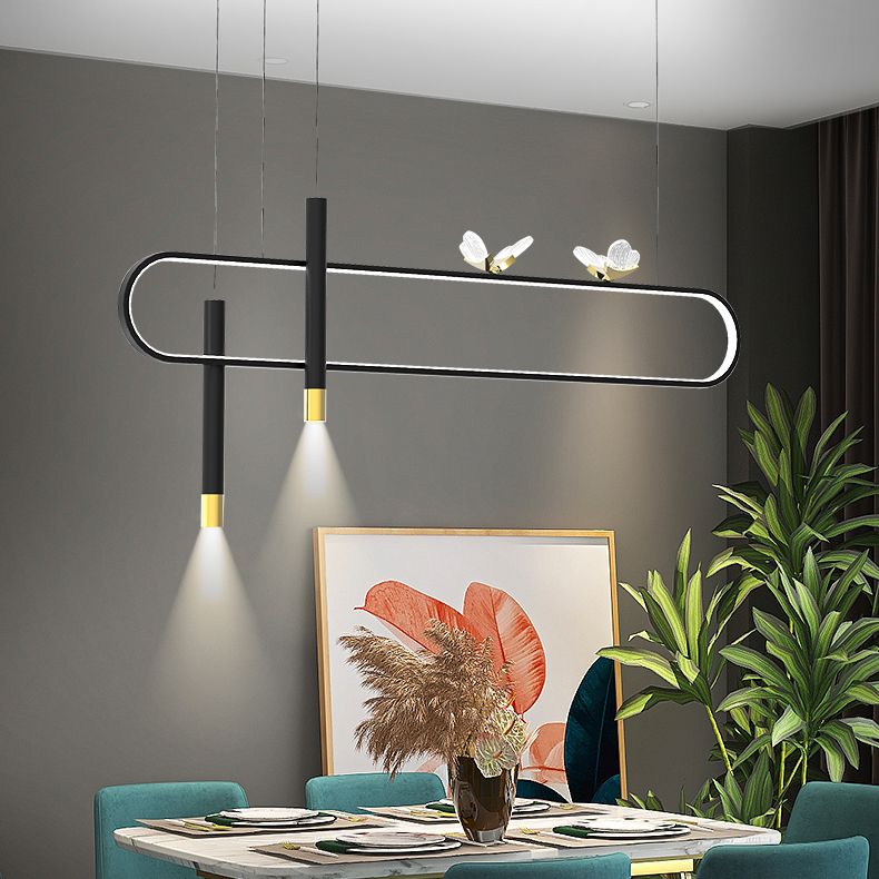 Linear Shape Island Lighting Ideas Contemporary Style Metal Island Pendants