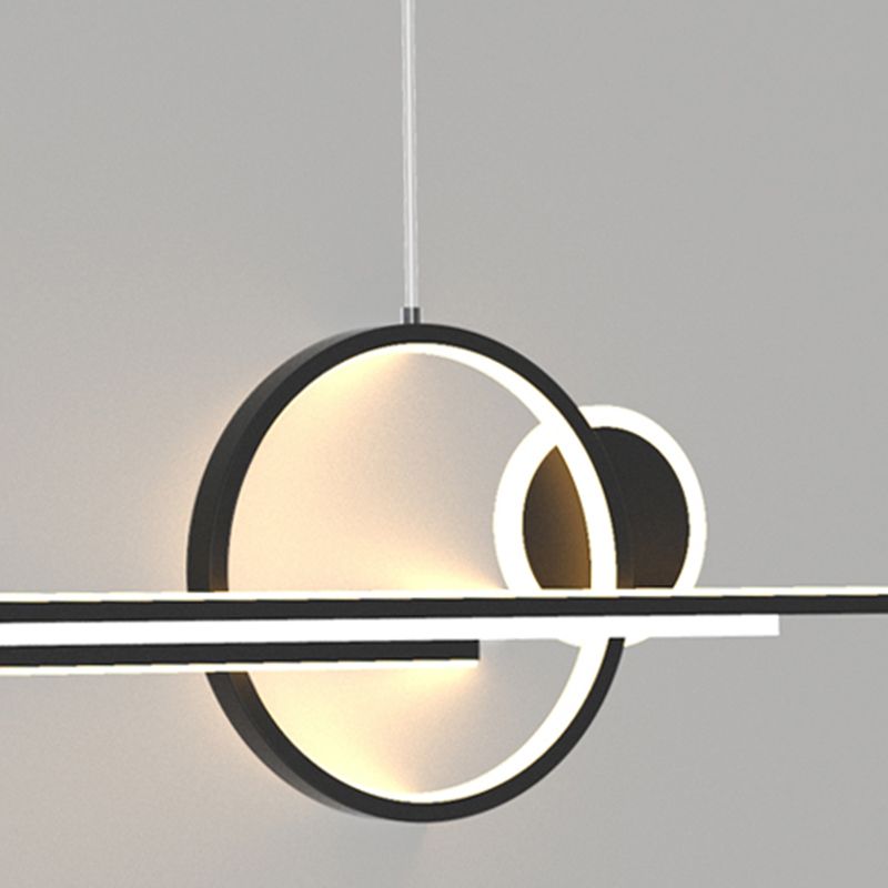 Luce isola a led del ristorante nero in stile moderno in ferro battuto a sospensione lineare con ombra acrilica