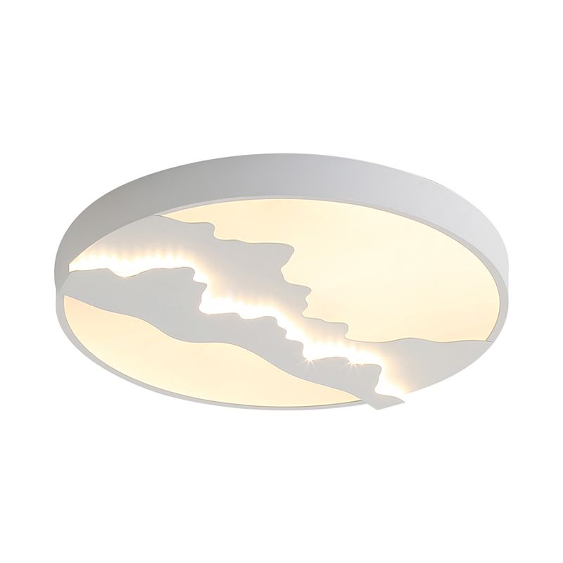 16"/19.5" Wide Mountain View Flush Light Fixture Simple Metal Gray/White LED Ceiling Mounted Light in Warm/White Light
