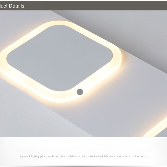 Luz de techo de semi-ras de LED rectangulares en blanco en simplicidad moderna Montaje a ras de hierro forjado con sombra acrílica