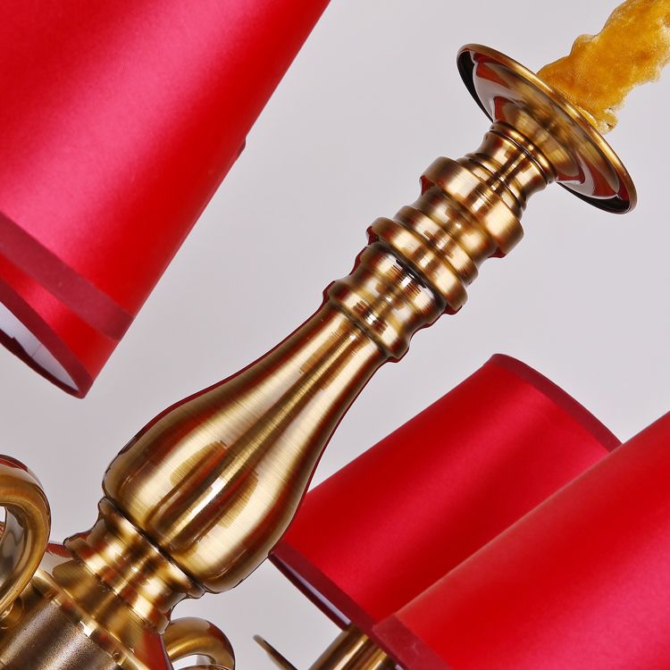 Tissu en tissu et lustre en laiton Conical Country Style Pendant Light pour le salon