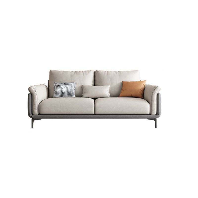 Faux Leather Stain Resistant Contemporary Sofa Couch in Beige