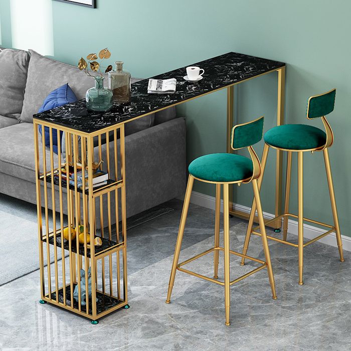 Glam Faux Marble Bar Dining Table Rectangle Bar Table for Dining Room