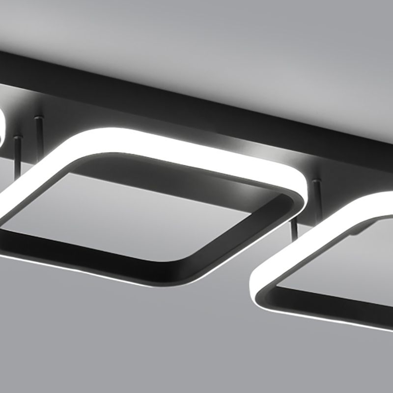 Illuminazione a soffitto quadrata nera Lampada da soffitto a semi-incasso in metallo nordico a LED