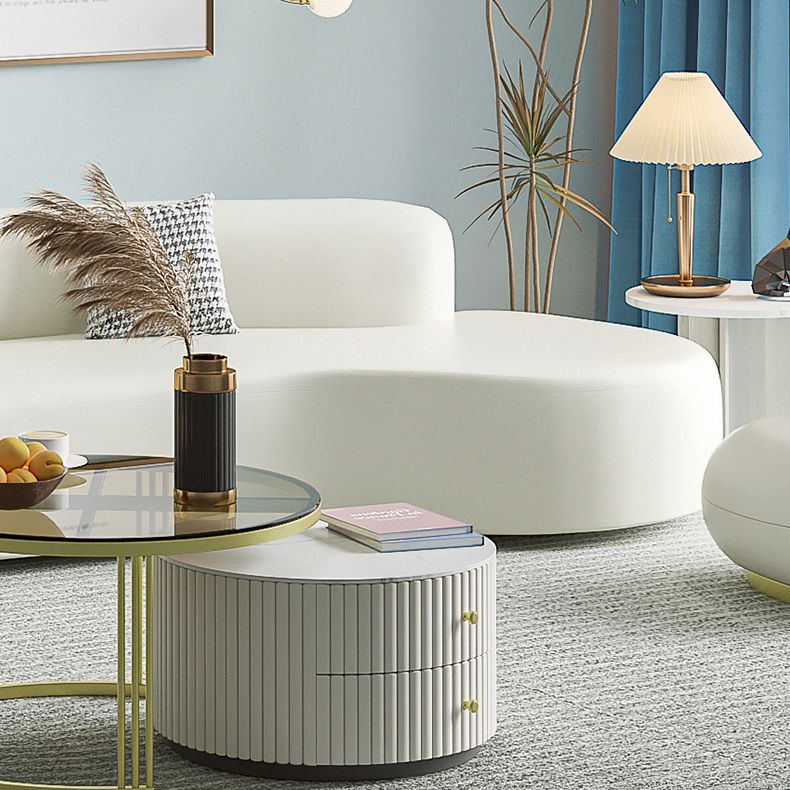 Contemporary Faux Leather Sectional Sofa with Tight Back in Solid Wood