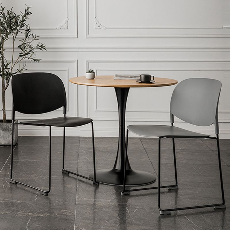 Contemporary Style Armless Chair Plastic Dining Chair with Metal Base