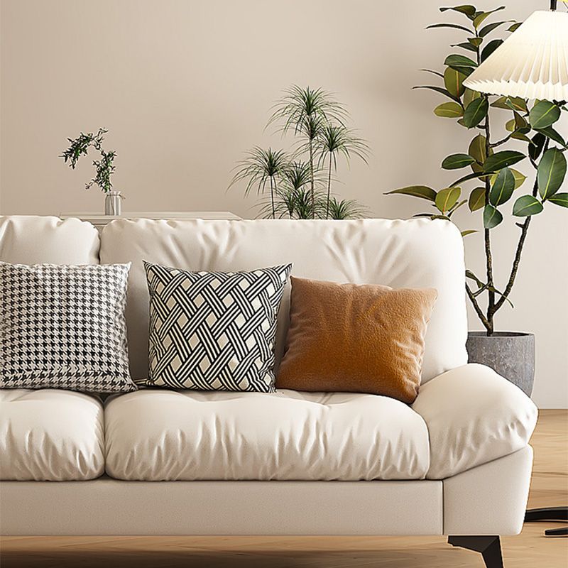 Glam Tufted Standard Square Arm Living Room Faux Leather Sofa