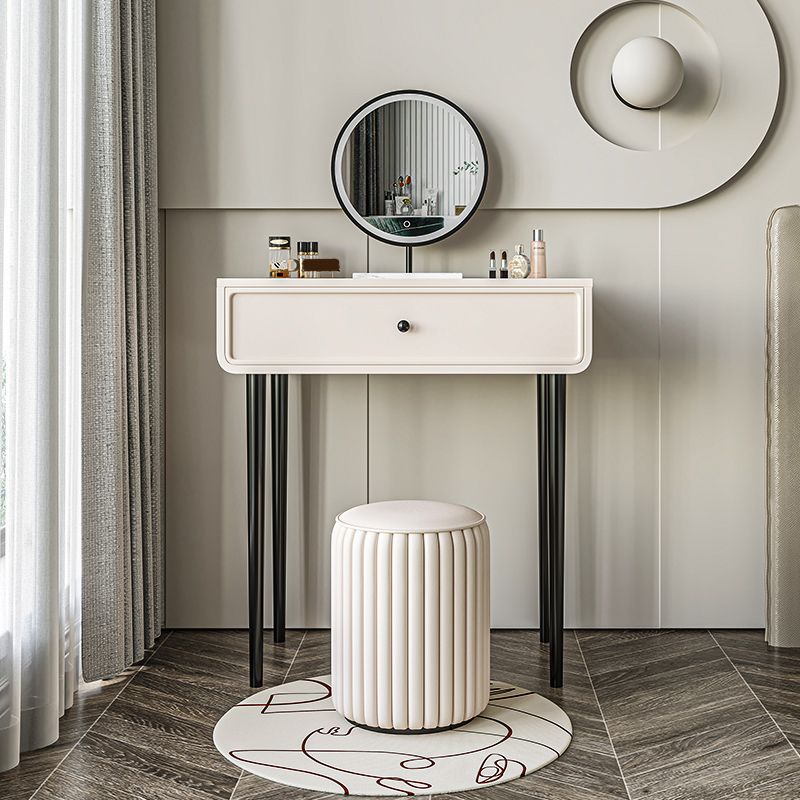 Contemporary White Solid Wood Table Makeup Vanity with Drawers