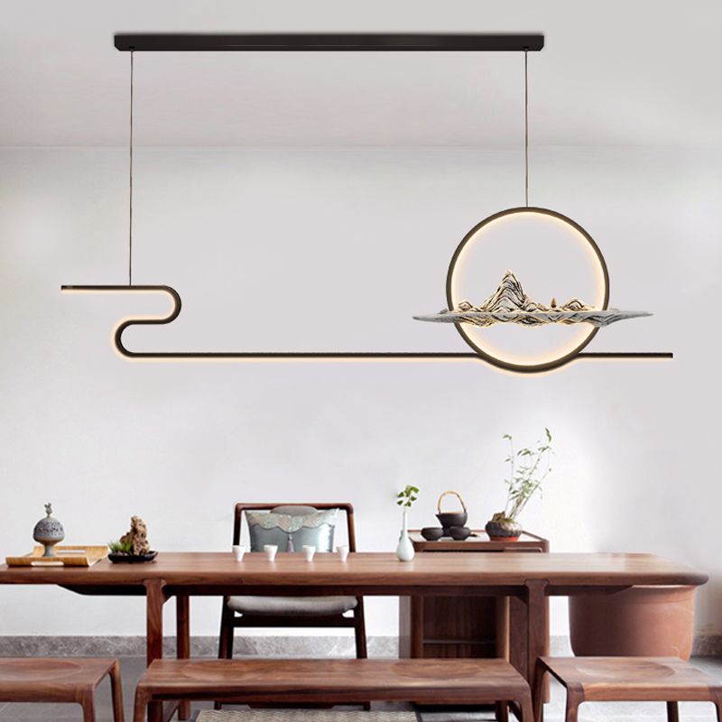 Linear de la iluminación de la isla Linencia colgante de 2 luces de metal moderno