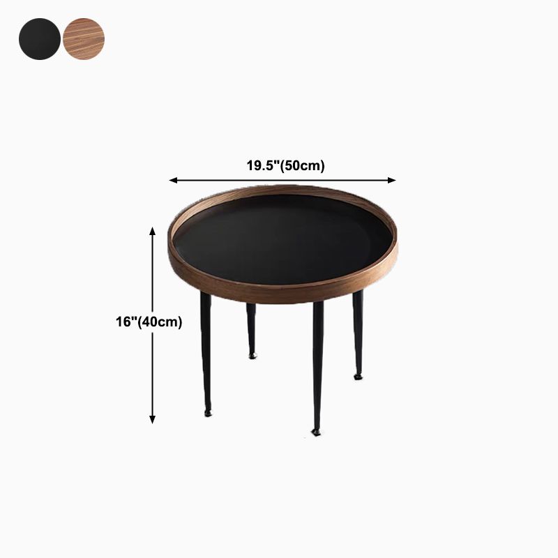French Country Style Cocktail Table Walnut/black Solid Wood Round Coffee Table
