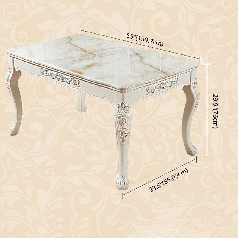 Nordic Sintered Stone Top Dining Set with 4 White Solid Wood Legs for Dining Furniture