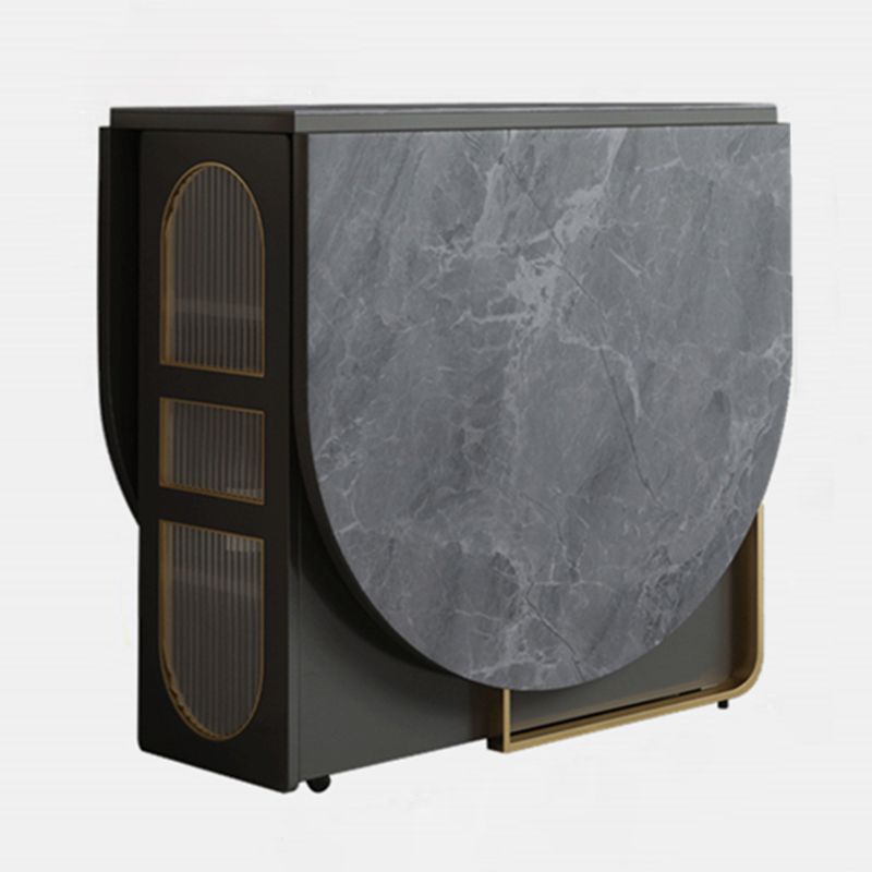 59-inch Oval Shape Casual Dining Table Two-Color Extendable Table with Sintered Stone