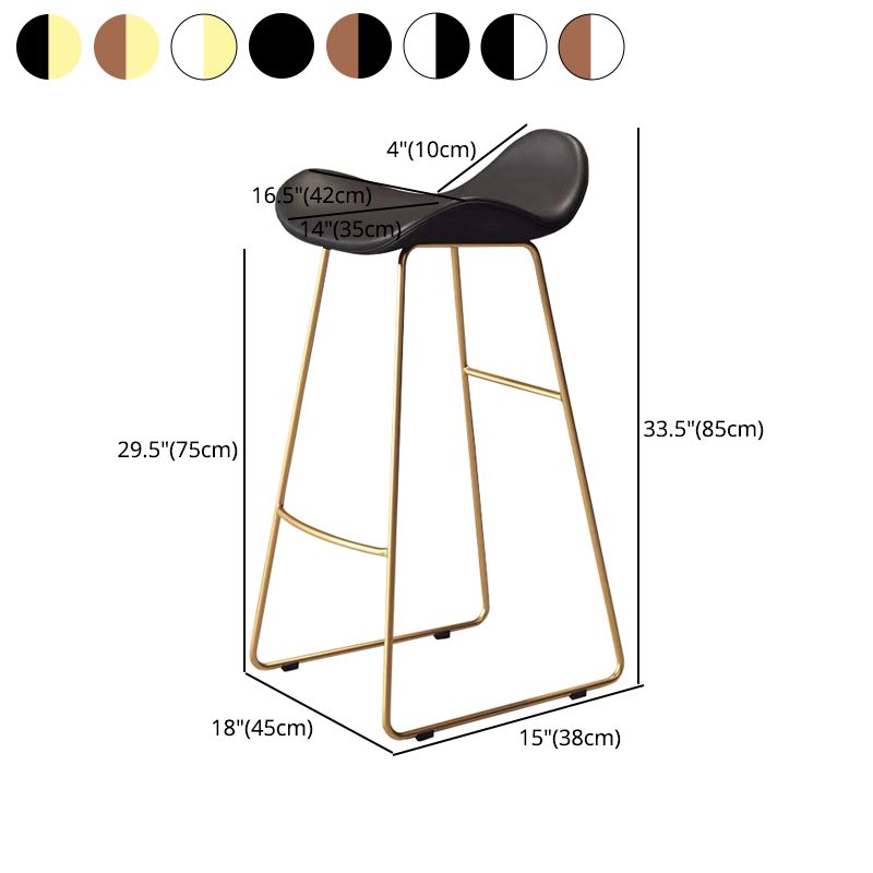 Glam Leather Bar Stools Patio Bar Stool with Iron Legs and Low Back