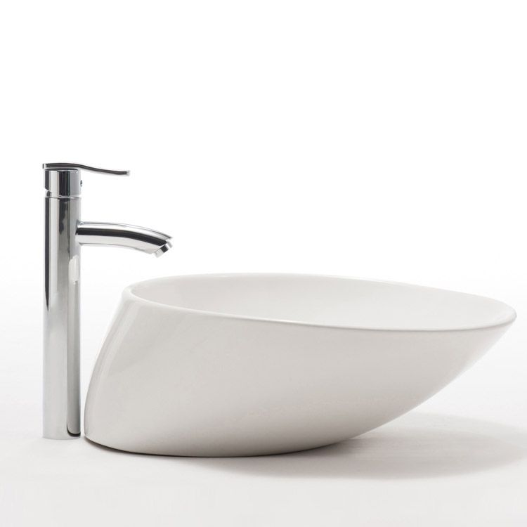 Modern Vessel Bathroom Sink Porcelain Oval with Faucet Vessel Sink