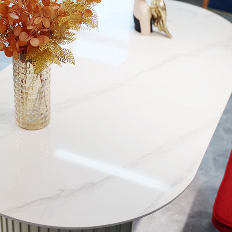 Contemporary White Standard Dining Table Irregular Sintered Stone Dining Table for Kitchen