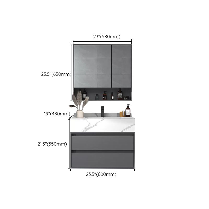 Modern Bathroom Vanity Set Mirror Included Rectangular Sink Drawer Sink Vanity