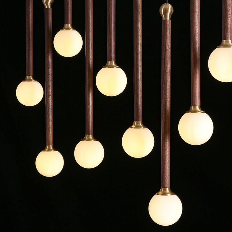 Multi -Light -kugelhaltiger Anhänger moderner Holzhängung Licht für Wohnzimmer