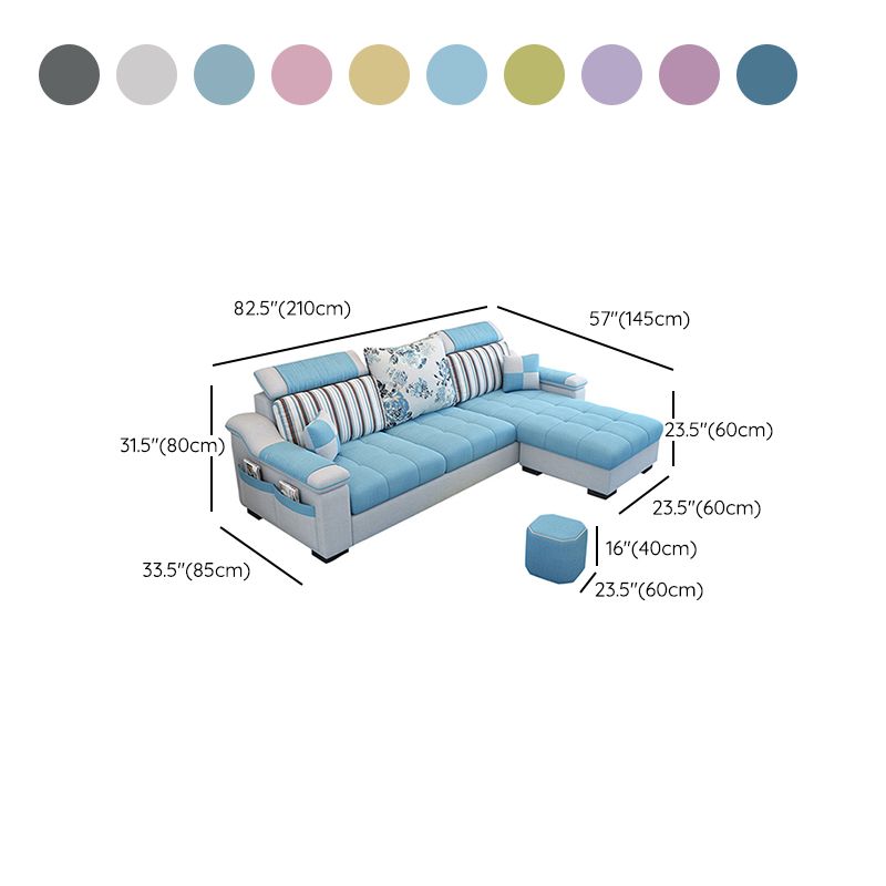 Nordic with Storage Fabric Living Room Sofa Chaise Pillows Sofa