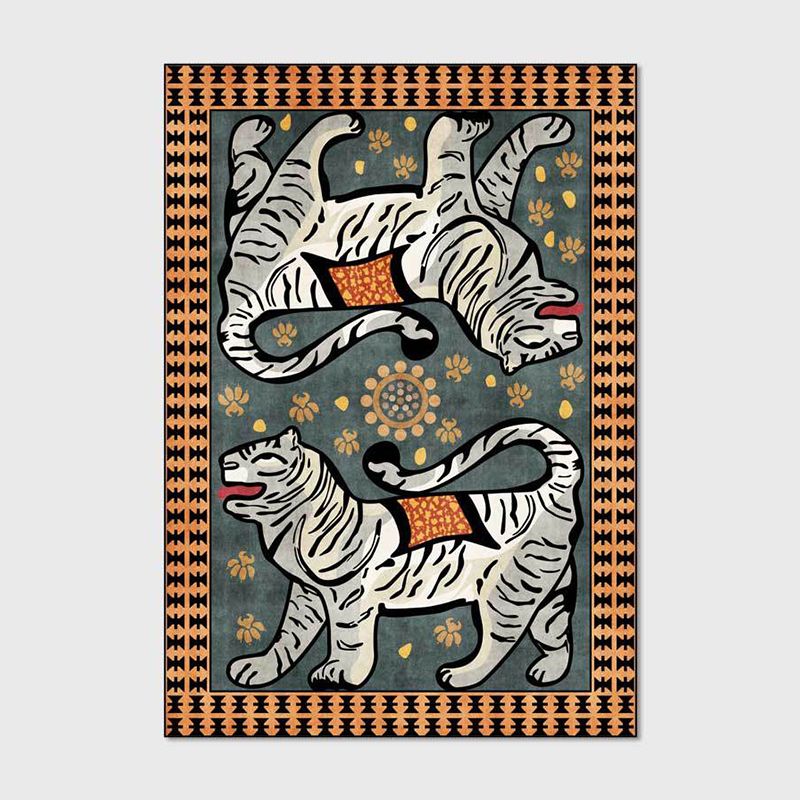 Modern Living Room Area Carpet Tiger Print Polyester Area Rug Anti-Slip Area Rug
