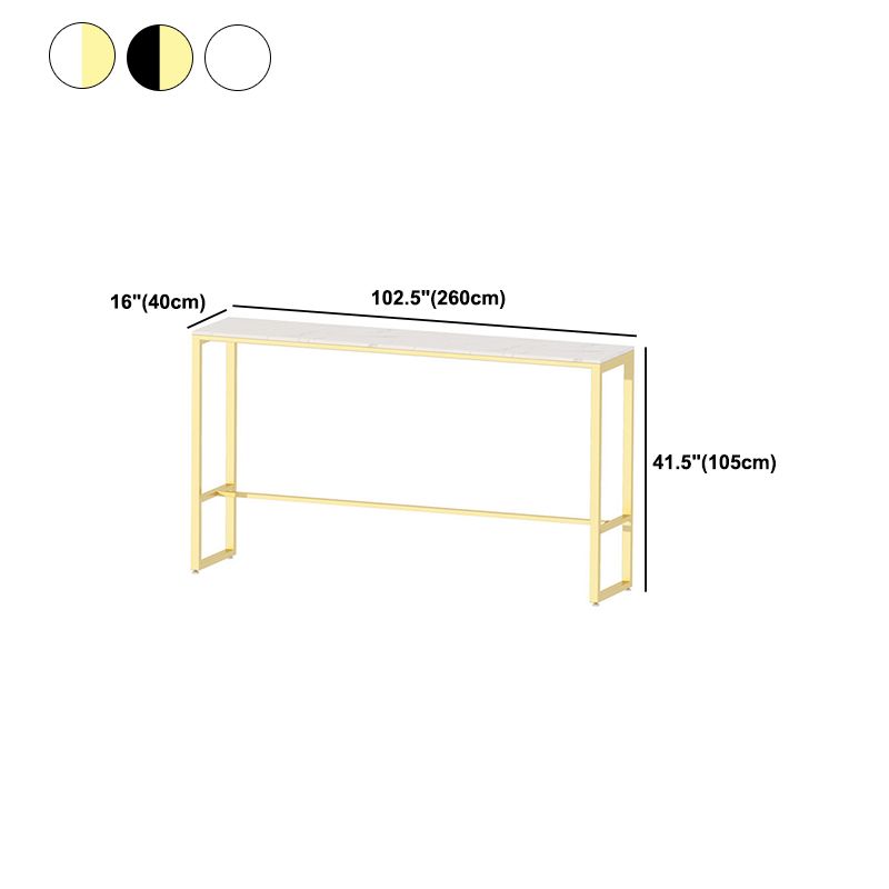 Metal Base Pub Table Glam Rectangle Bar Height Bar Table for Indoor