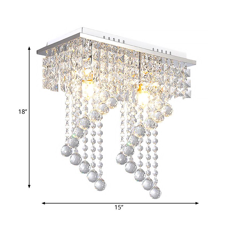Spiral Ceiling Light Modern Crystal 1/2 Light Chrome Flush Mount Light for Balcony, 8"/15" Wide