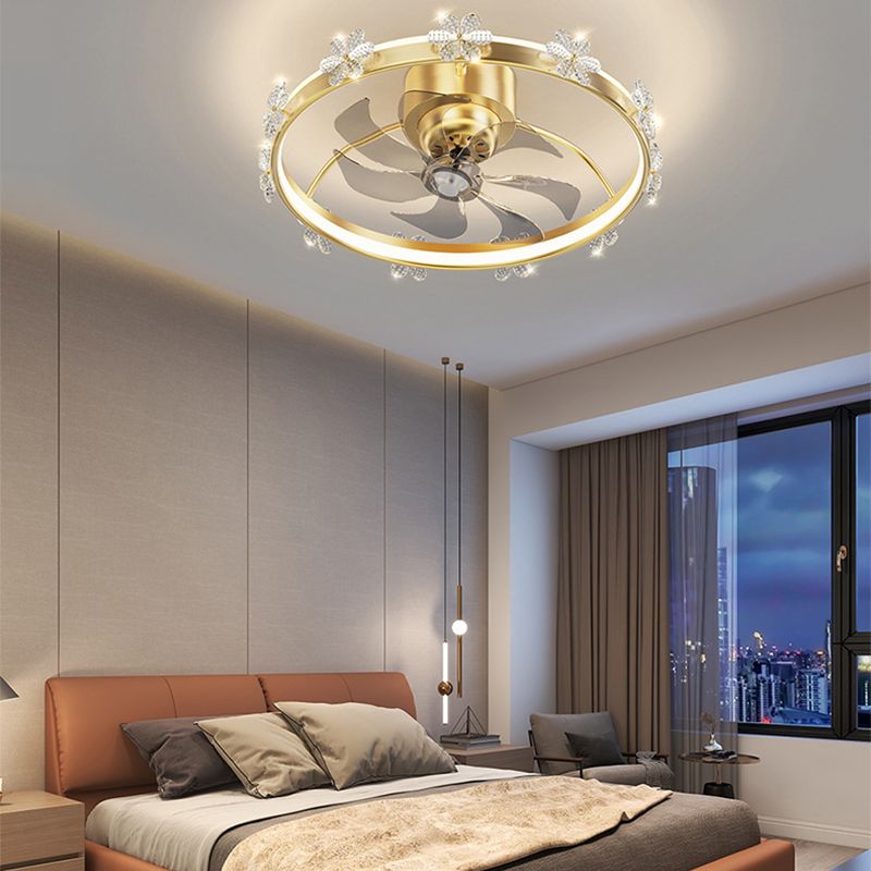 7-Blade Modern Ceiling Fan Metallic Polish Finish Fan with Light for Home