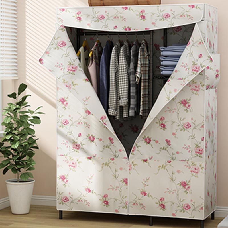 Contemporary Style Wardrobe Metal Wardrobe Closet with Adjustable Shelves