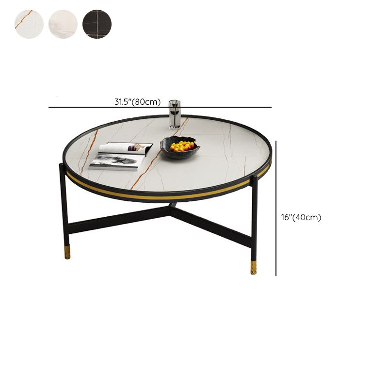 Round Slate 3 Legs Coffee Cocktail Table 2-Piece Coffee Table Set