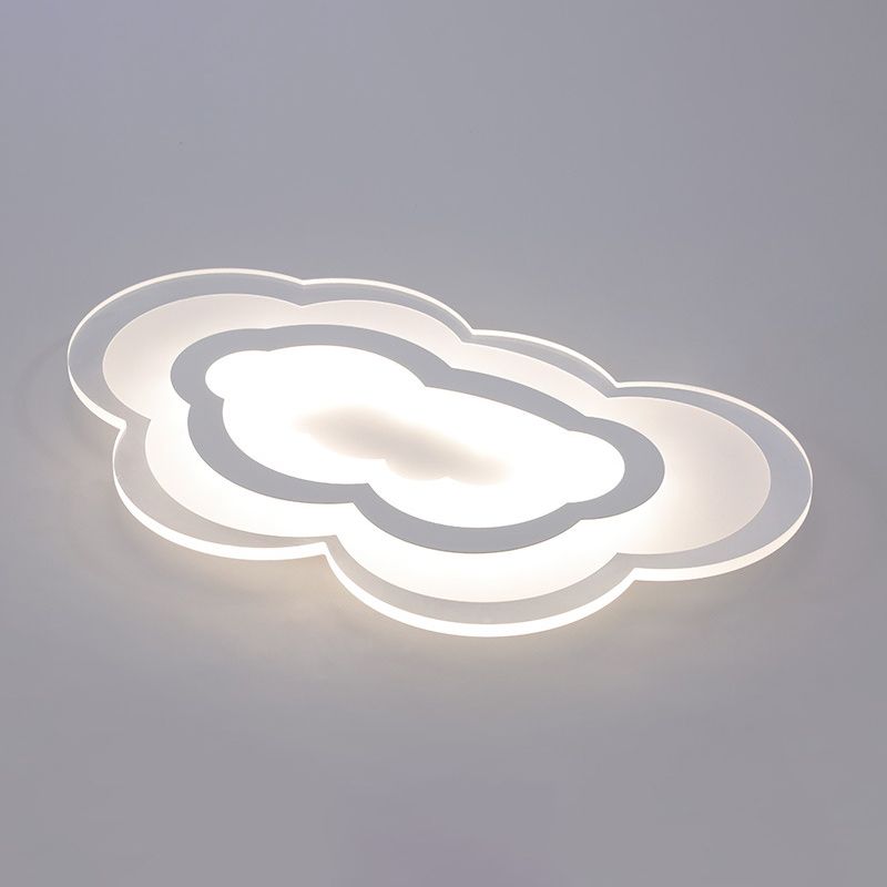 Acrylic Cloud Flush-Mount Light Fixture Minimalist LED White Close to Ceiling Lighting